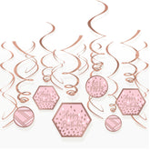 Blush Birthday Swirl Decorations Package of 12